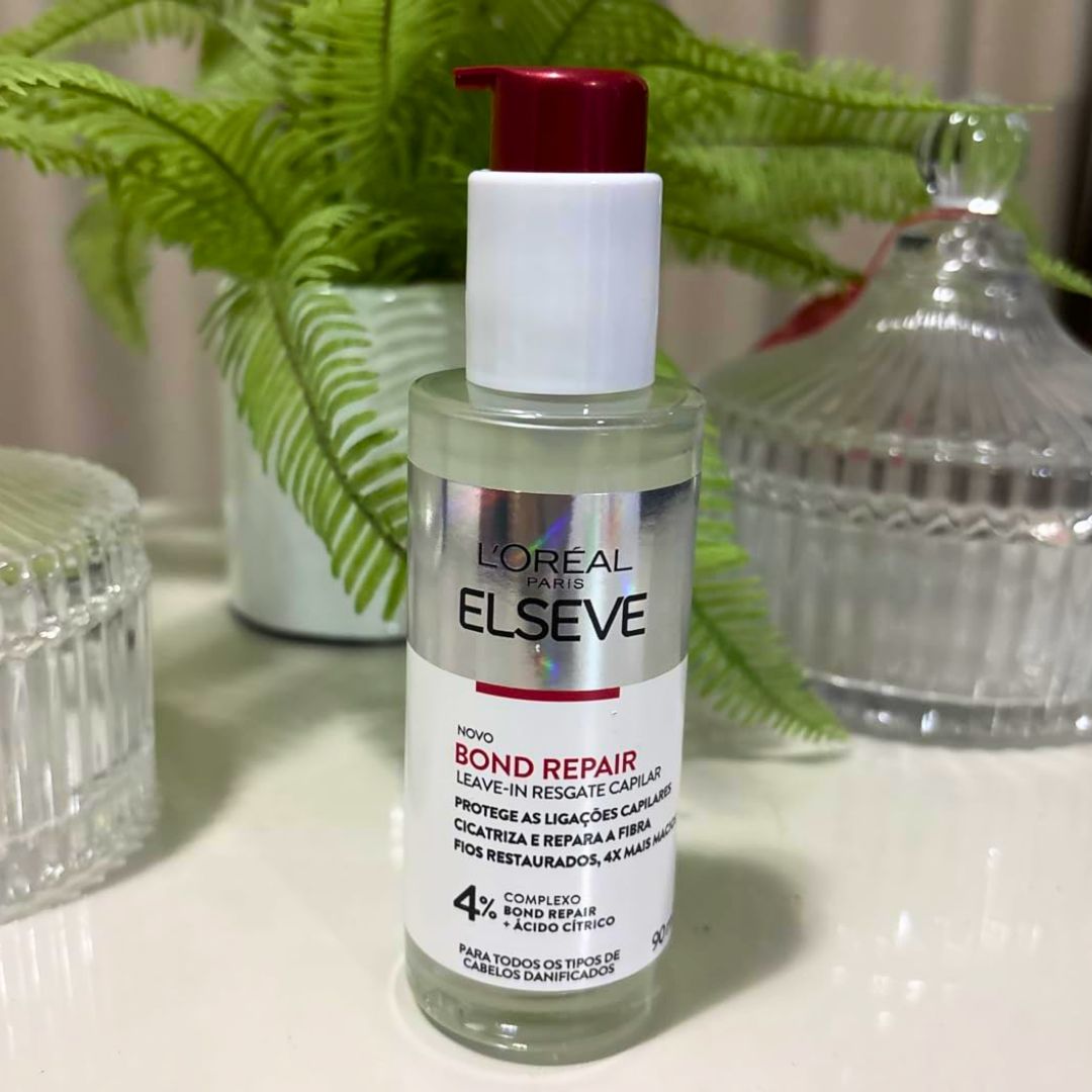 L’Oréal Paris Elseve Bond Repair Leave-In Finalizador Resgate Capilar com Ácido Cítrico e Glicina, Proteção Térmica 230°C, Controla Frizz e Reconstrói Ligações, 90ml