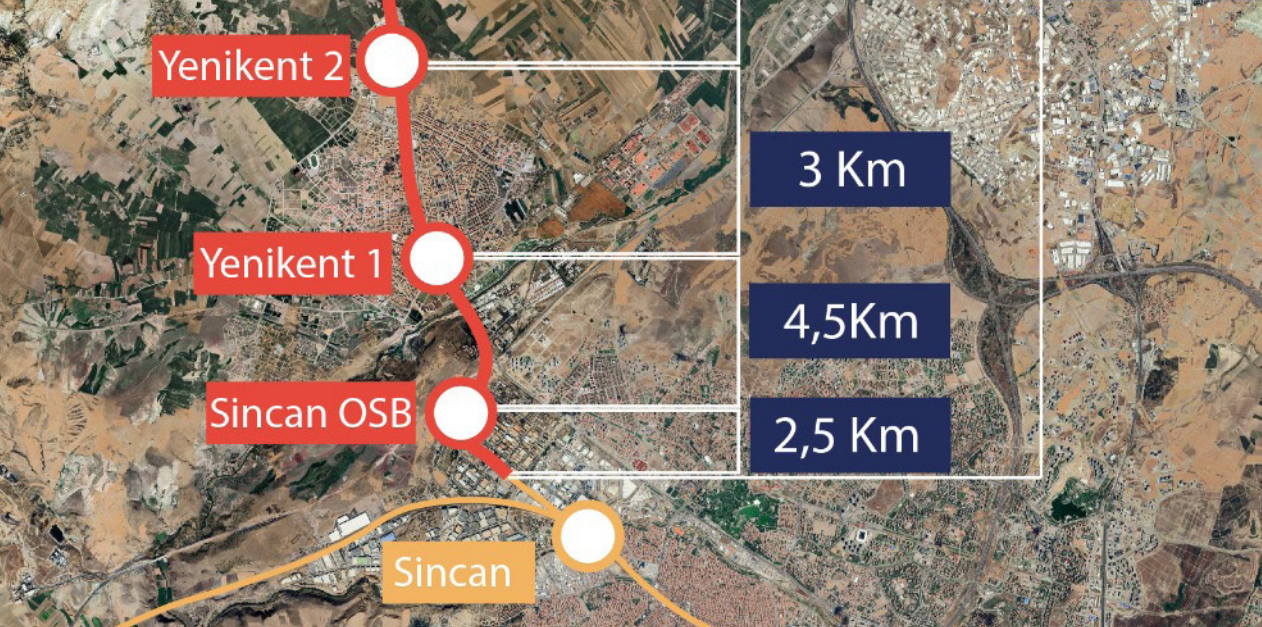 Başkentray Sincan Yenikent Uzatması Haritası