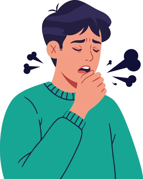 illustration shows young man coughing 600nw 2651051451.webp