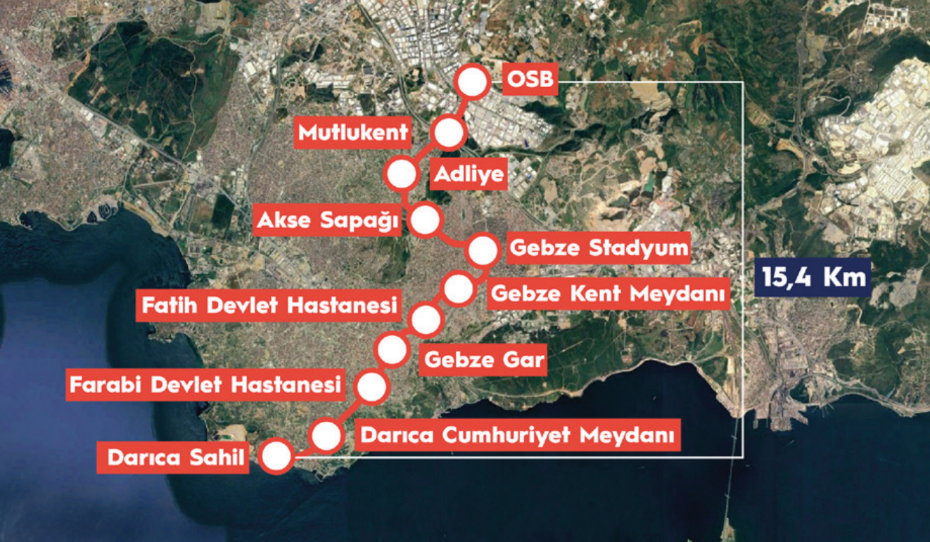 Gebze Darıca Metro Haritası