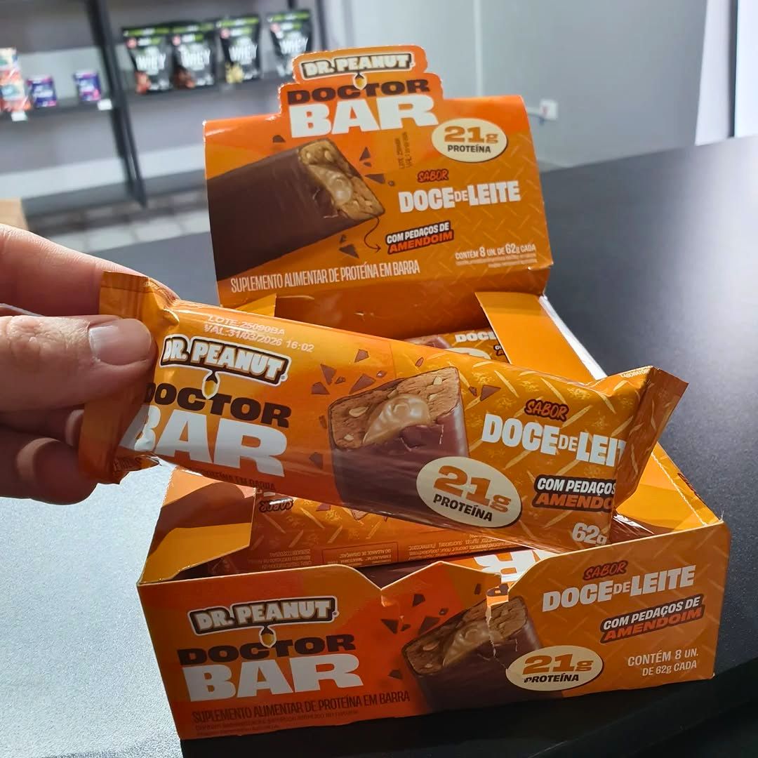 Barra De Proteína Doctor Bar 62g 8 Unidades – Dr. Peanut Doce De Leite