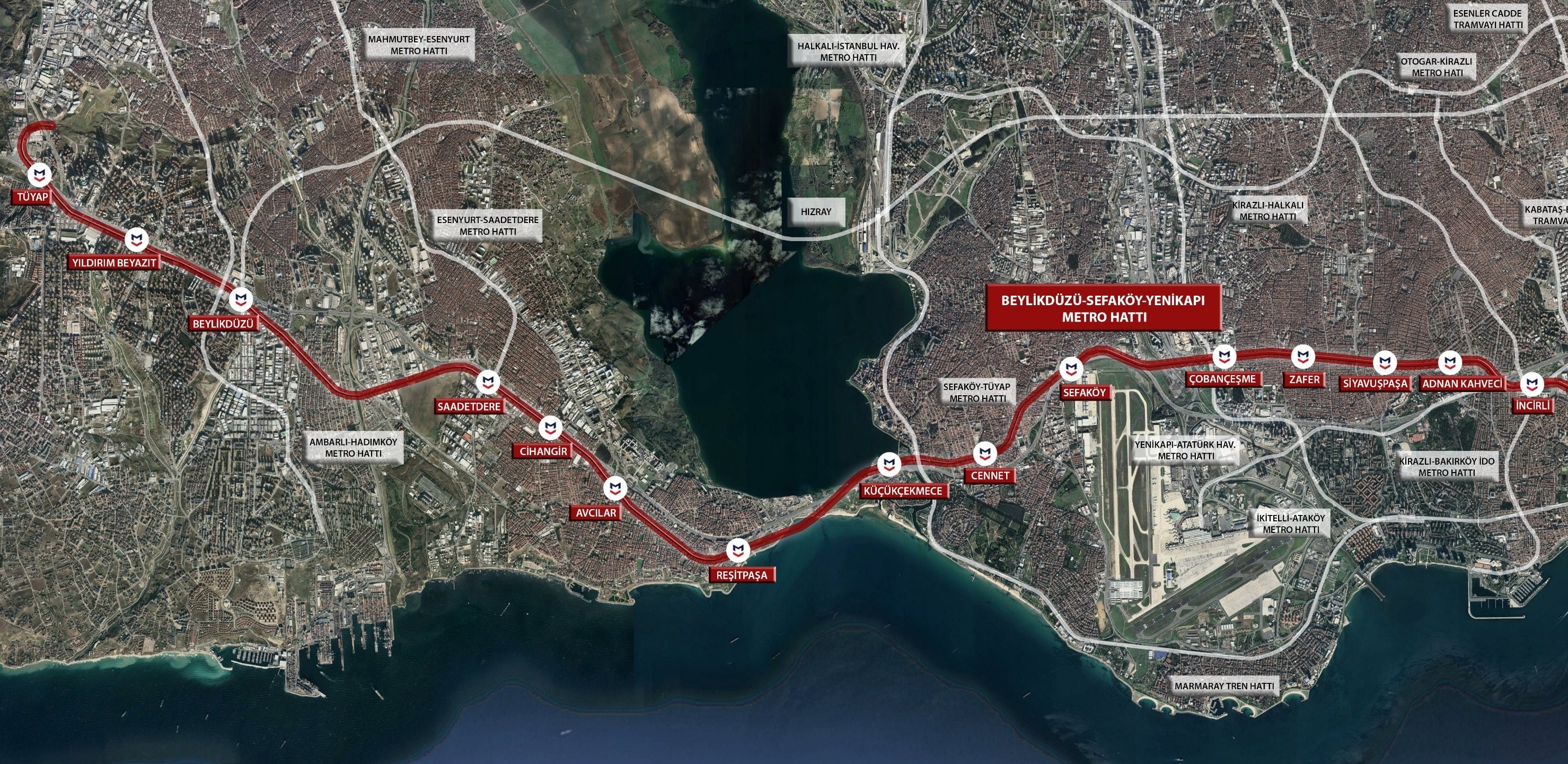 Tüyap - Sefaköy - İncirli Metrosu Haritası