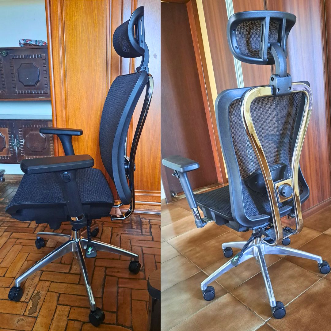 Cadeira de Escritório Ergonômica DT3 Moira, Até 150kg, Apoio de Cabeça e Braço 3D, Cilindro Classe 4, Preto – 11214-9