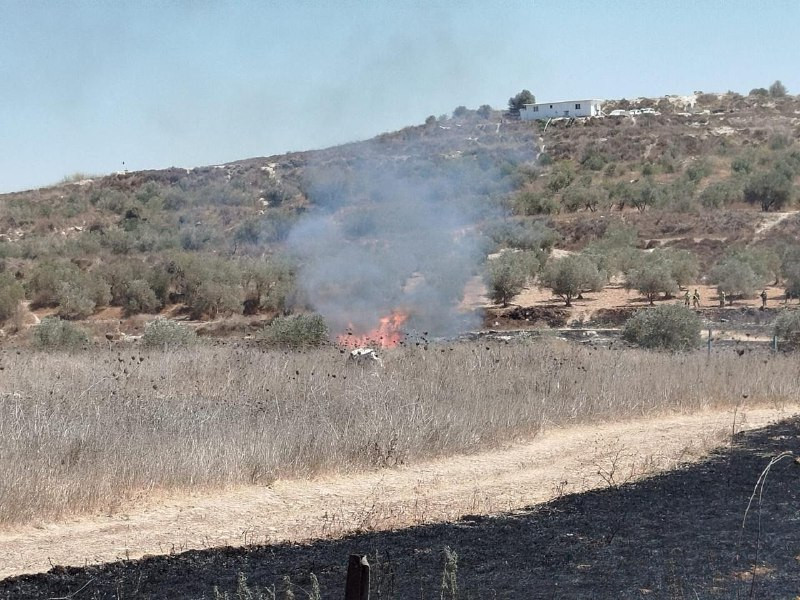 مستوطنون يقتحمون أراضٍ زراعية في بلدة دير شرف غرب نابلس ويشعلون النار فيها....