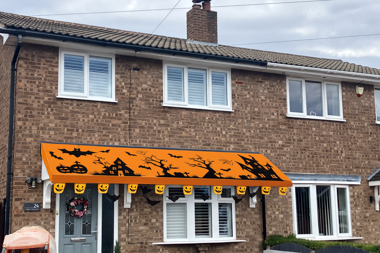 Spooky Pumpkin Door Canopy Cover