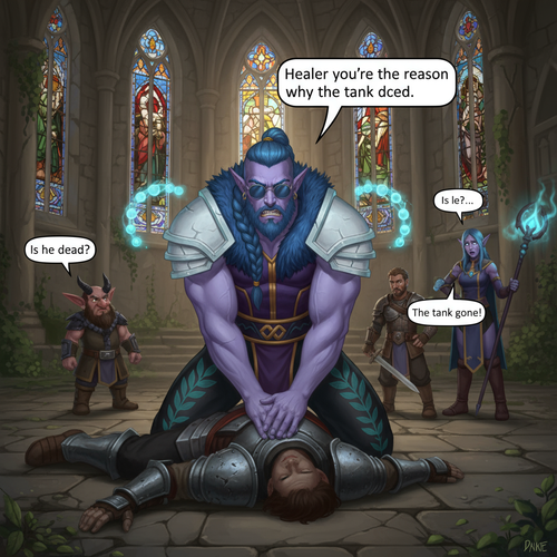 Output an image of Malikor a muscular night elf monk with yellow eyes light purple skin and blue hai.png