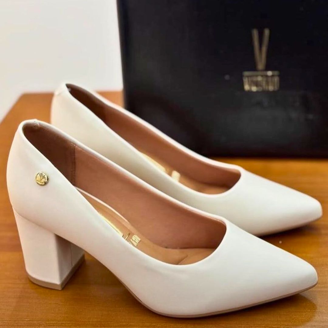 Scarpin Vizzano Salto Bloco Conforto Bico Fino Sofisticado