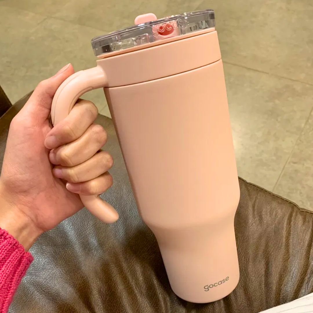 Copo Térmico Gocase 880ml – Aço Inox Com Canudo E Tampa