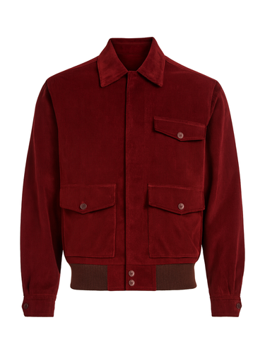 Men's Red Corduroy Bomber Jacket 1.png
