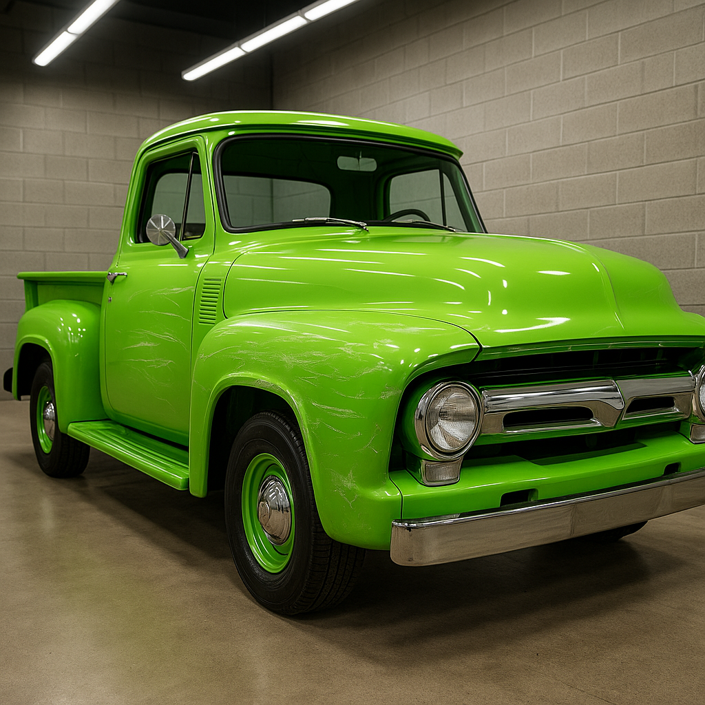 San Antonio paint correction — truck scratch before