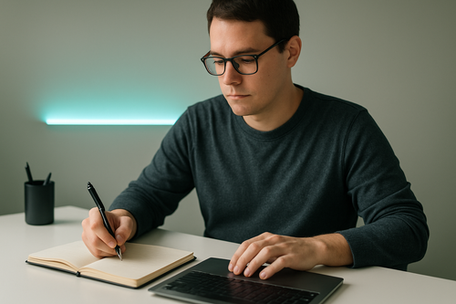 2. A designer sketching or typing at a clean setup.png
