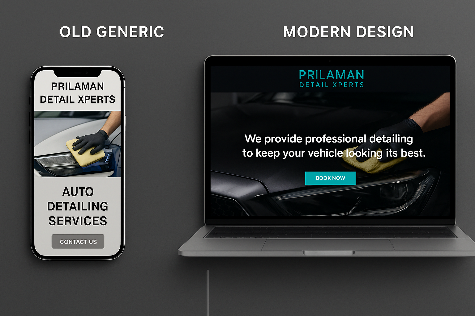 Clean detailer website mockups