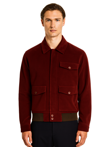 Men's Red Corduroy Bomber Jacket 4.png