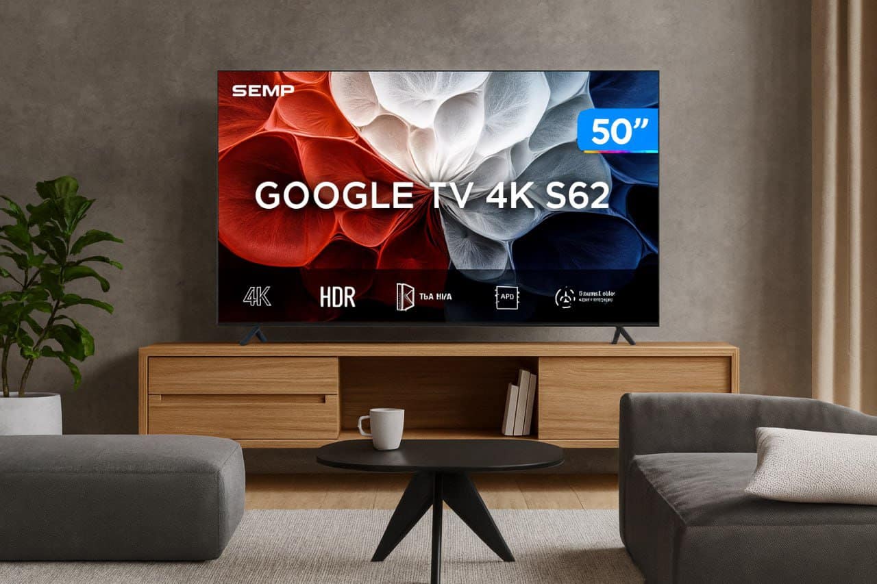 Smart TV 50″ SEMP 4K UHD LED 50S62 Google TV AiPQ Google Assistente 3 HDMI