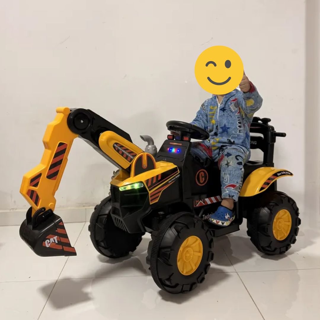 Escavadeira Trator Elétrico Infantil Com Caçamba Brinquedo Conect Brinq Luzes, Som Recarregável Para Crianças Diversão Ao Ar Livre