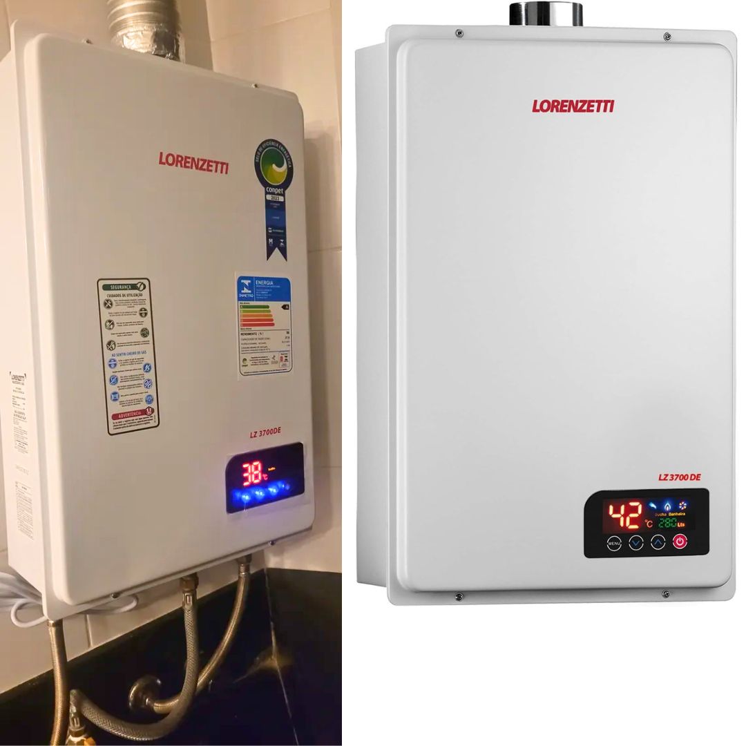 Aquecedor de Água a Gás LZ 3700DE GN 37 Litros/Min. Digital Branco Bivolt Lorenzetti