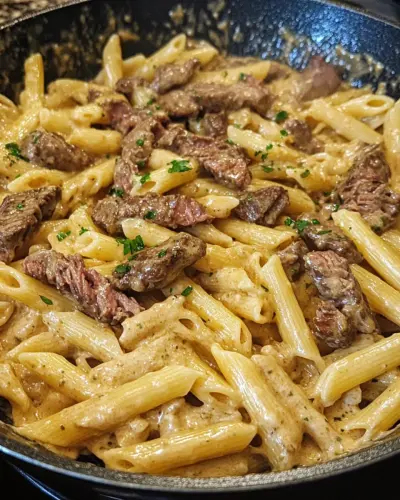Creamy Ranch Garlic Steak Pasta Skillet 2.webp