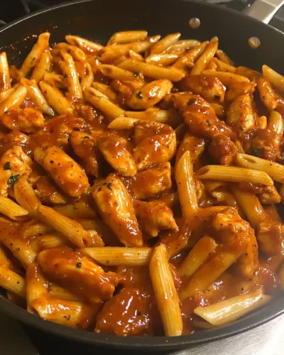 One Skillet BBQ Chicken Sausage Penne 2.webp