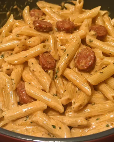 One Pot Creamy Spicy Cajun Sausage Pasta 2.webp