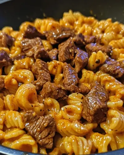 One Pot Sweet and Spicy Buffalo Steak Pasta.webp