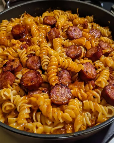 One Pot Sweet Chili BBQ Sausage Pasta.webp