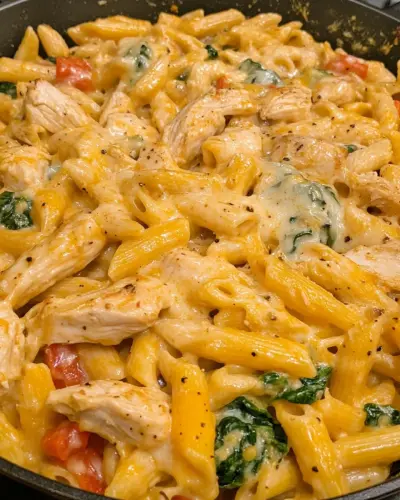Creamy Cheddar Cajun Ranch Chicken Pasta Skillet 2.webp