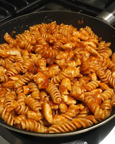BBQ Honey Garlic Chicken Rotini Skillet 2.webp