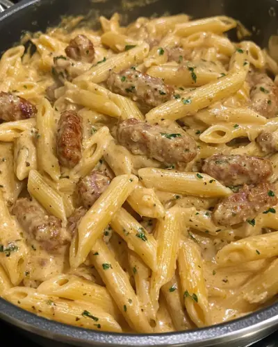 Creamy Garlic Butter Cajun Sausage Penne 2.webp