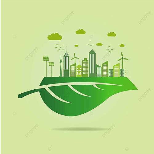 Green Eco City Vector Art PNG, Green City Skyline With Eco Technology Concept For Save Earth Campaig.jpg