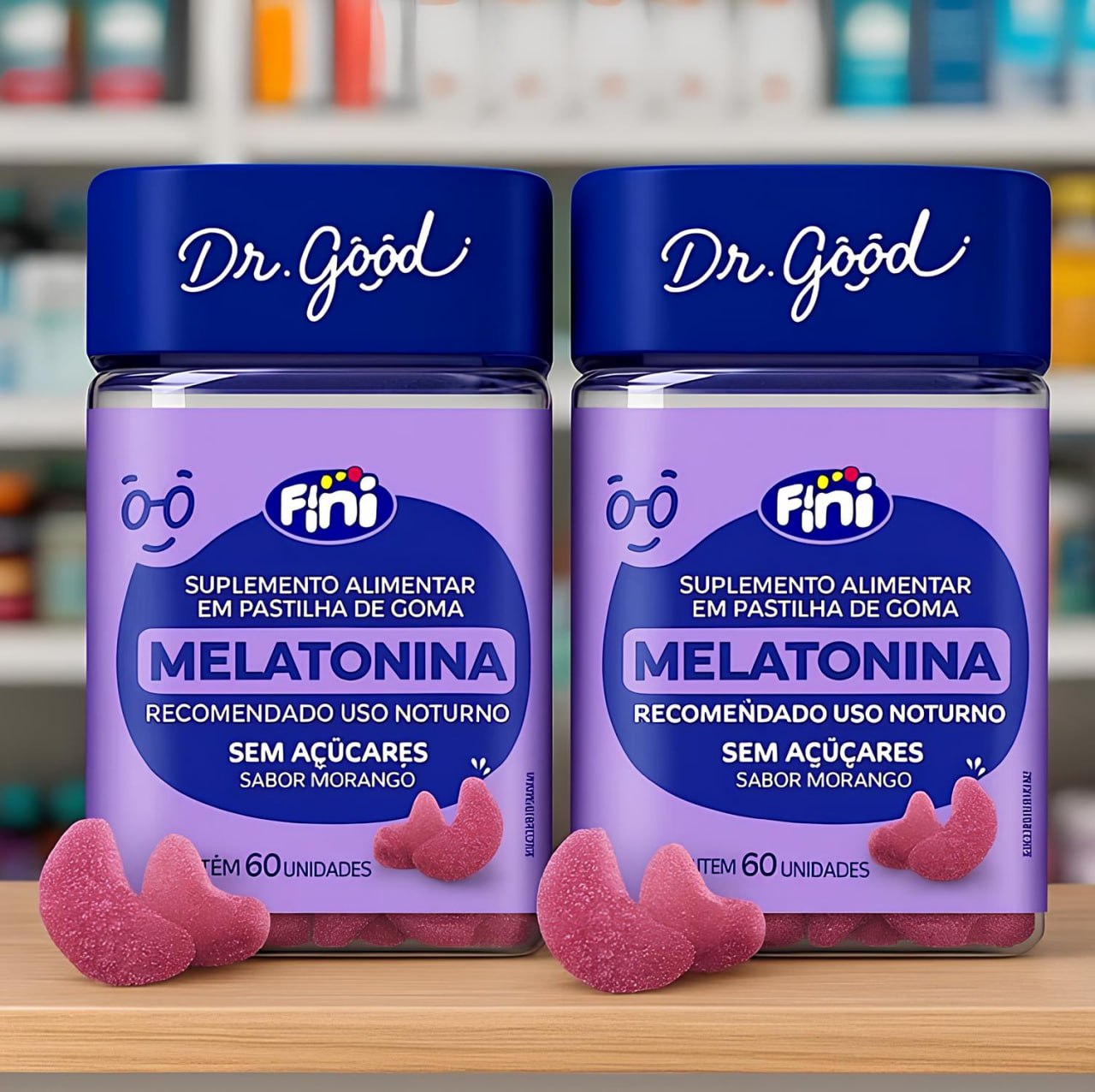 Kit 2 Melatonina Dr.good 60 Gomas Morango Fini