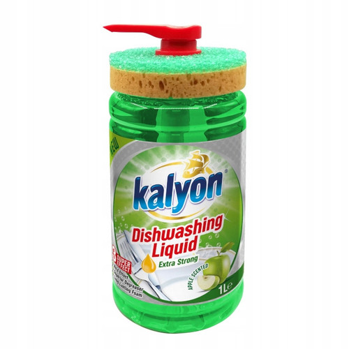 Kalyon Dishwashing Liquid Applce 1L plyn do mycia naczyn gabka.jpg