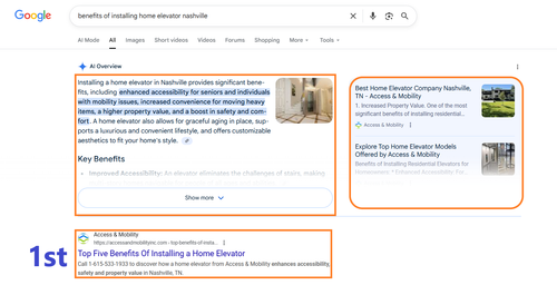 benefits of installing home elevator nashville 1st and AI Overview.png