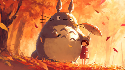 totoro and mei leaves fall desktop wallpaper 4k.jpg