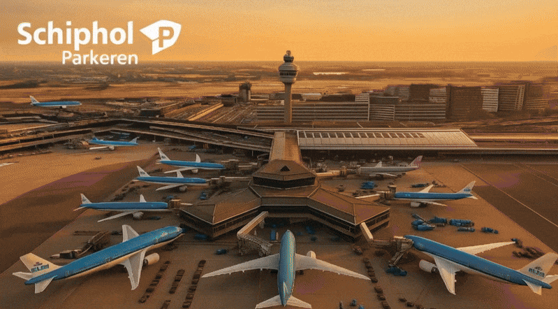 Travelers on their way to the departure hall of Schiphol after shuttle parking