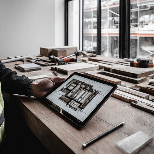 eman3139 tablet displaying 3D building plan on site table sur 9c41f890 c50c 4058 901b 040904b72fad 0.png