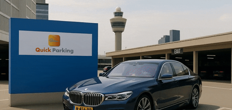 Quickparking shuttle bus op Schiphol