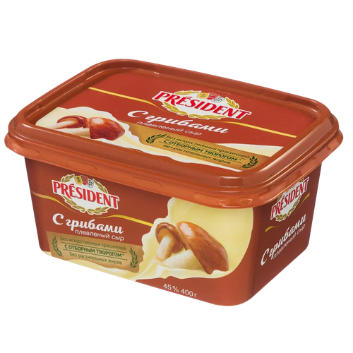 4607037120853 66438 СЫР PRESIDENT ПЛАВЛЕНЫЙ С ГРИБАМИ 400Г.png