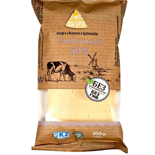4870220600993 360110 СЫР МЕЛОДИЯ ВКУСА СЛИВОЧНЫЙ 50% 200ГР ФЛ П.png
