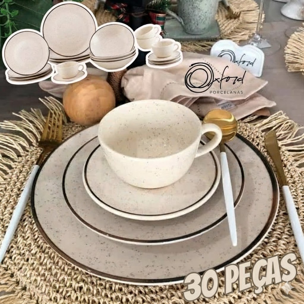 Aparelho De Jantar E Chá 30 Peças Oxford Unni Brisa