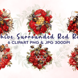 Beehive with Red Roses Clipart 76981983