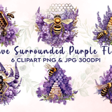 Beehive with Purple Flowers Clipart 76991625