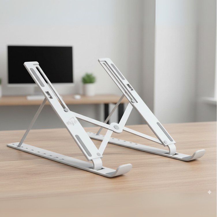 Suporte de Mesa Portátil para Notebook/Laptop de 10″ a 17,3″, 10 Níveis de Regulagem, Dobrável, Inclui Bolsa de Transporte, Branco, NTB8520W, ELG