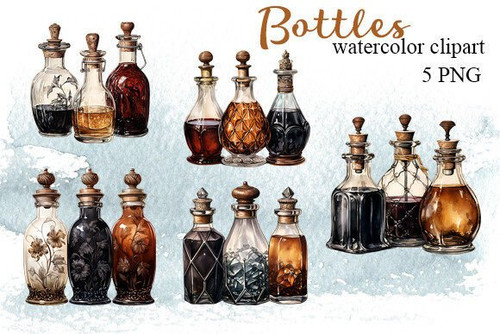 Bottles Watercolor Clipart 76992707.jpg