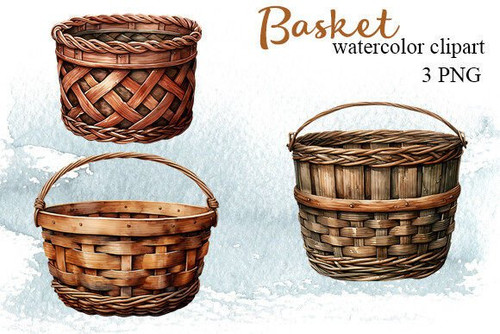 Basket Watercolor Clipart 76992601.jpg