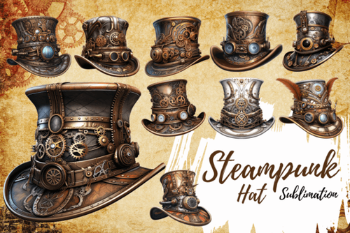 Steampunk Hat Watercolor Clipart 76940104.png