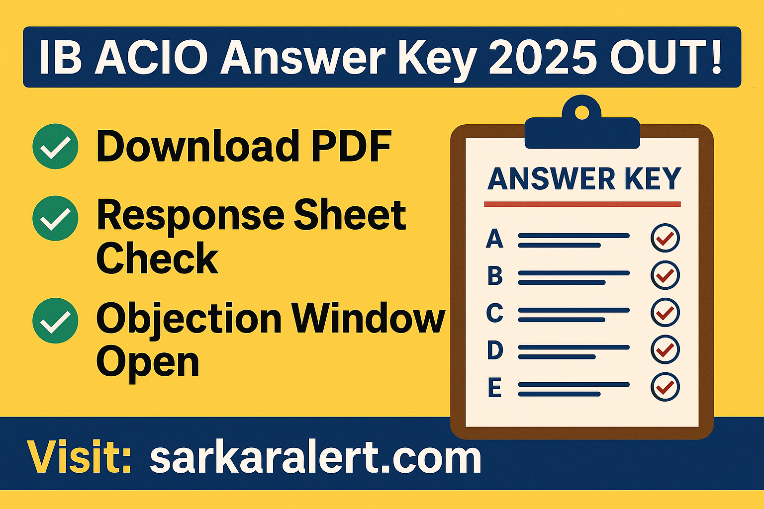 IB ACIO Answer Key 2025 Download PDF — Official Response Sheet & Objections