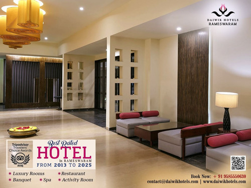 Stay at Daiwik Hotels, one of the top-rated hotels in Rameswaram. Enjoy spacious rooms, modern amenities, and warm hospitality near famous temples and attractions. For more information visit: https://www.daiwikhotels.com/daiwik-hotels-rameswaram/