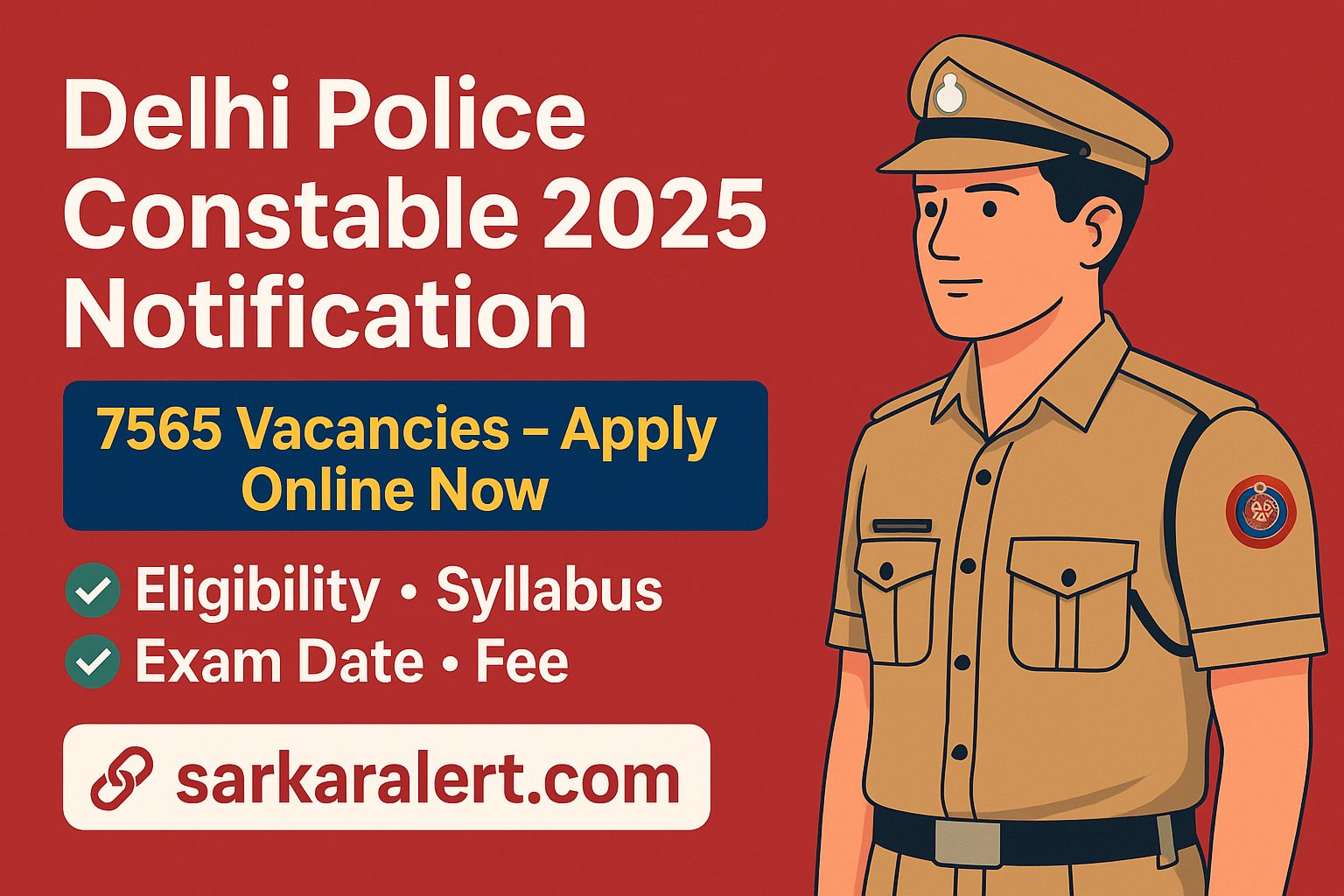 Delhi Police Constable 2025 Notification – Apply Online, Eligibility, Exam Dates