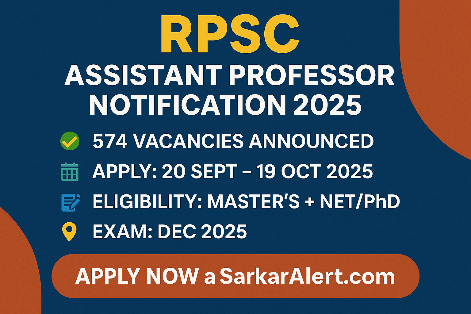RPSC Assistant Professor Notification 2025 – Apply Online, Eligibility, Dates