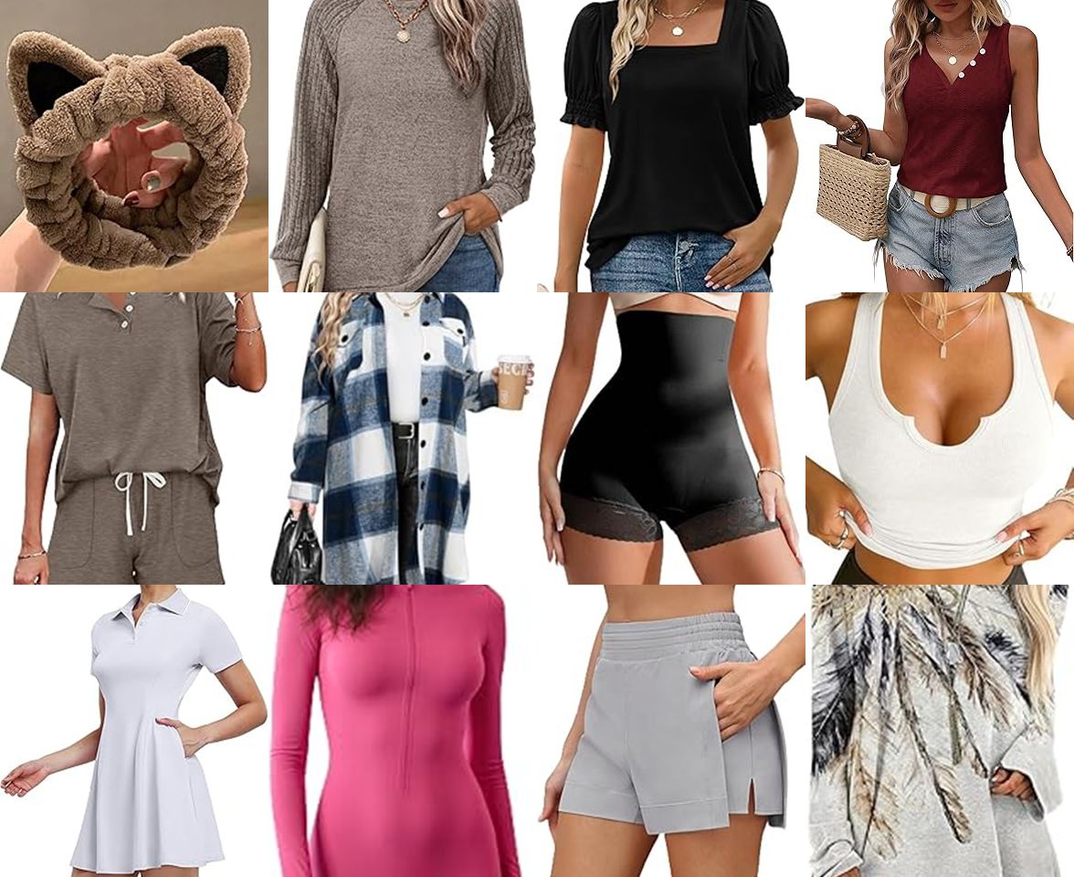 Desconto progressivo Amazon internacional, até 80% OFF em Seleção de Roupas e Acessórios Femininos comprando 8 itens ou mais